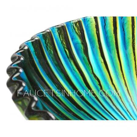 Art Glass Vessel Sinks Shell Shape Blue and Green