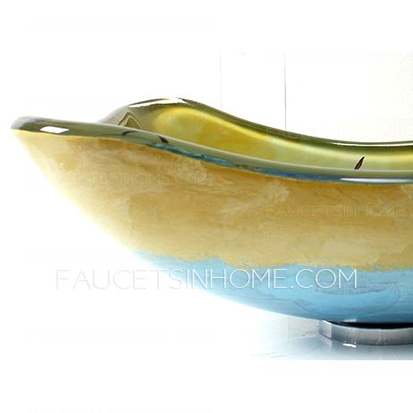 Rectangular Glass Vessel Sink Cartoon Designed Yellow(Faucet Included)