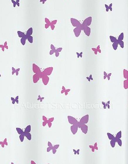 Unique Fabric Shower Curtain And Butterfly Purple Color