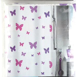 Unique Fabric Shower Curtain And Butterfly Purple Color