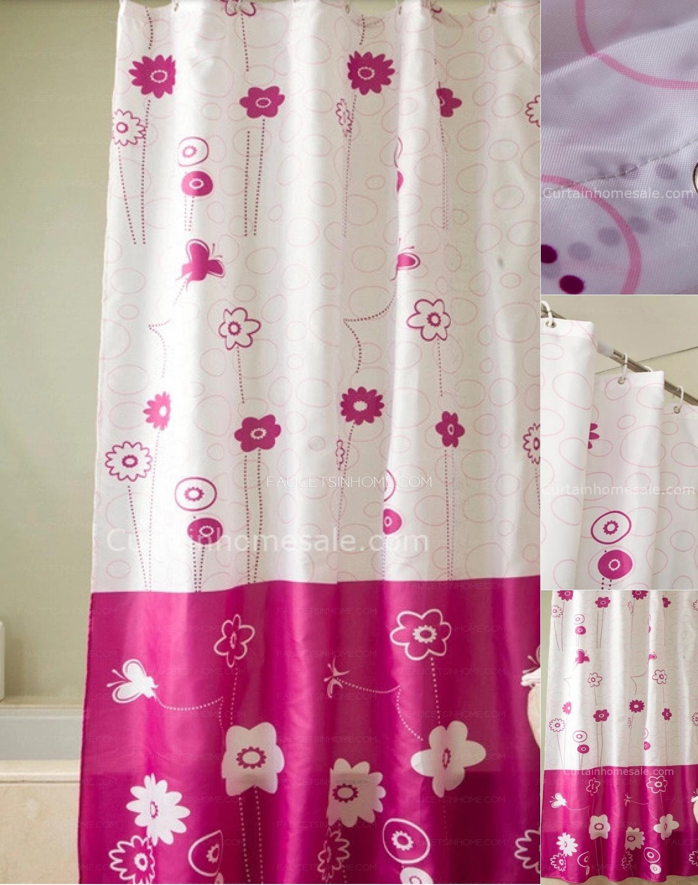 Funky Kids Shower Curtain And Waterproof Floral Print Purple