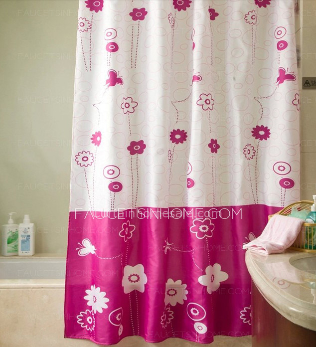 Funky Kids Shower Curtain And Waterproof Floral Print Purple