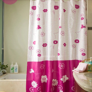 Funky Kids Shower Curtain And Waterproof Floral Print Purple