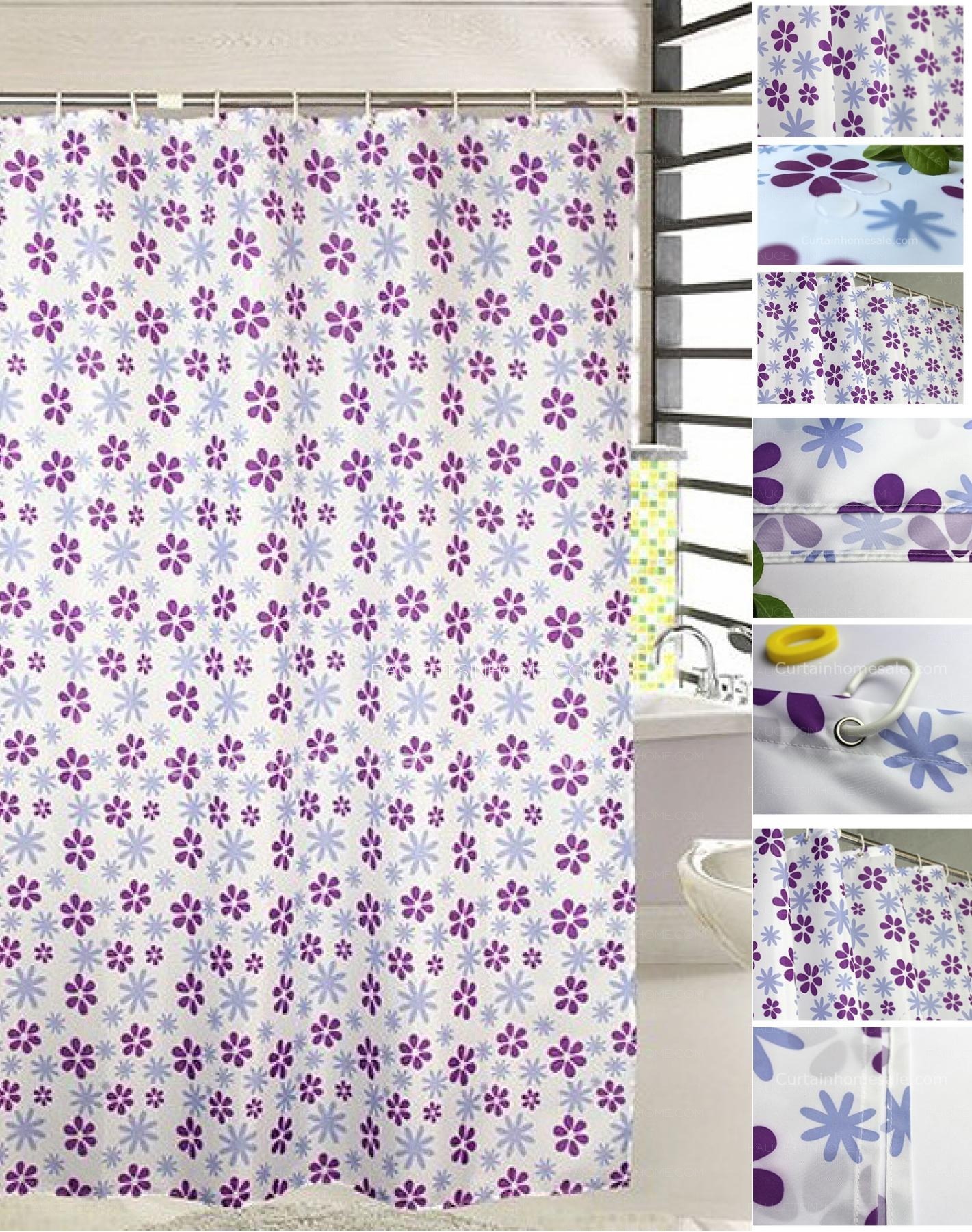 Japanese Purple Floral Unique Shower Curtain And Waterproof