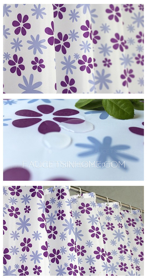 Japanese Purple Floral Unique Shower Curtain And Waterproof