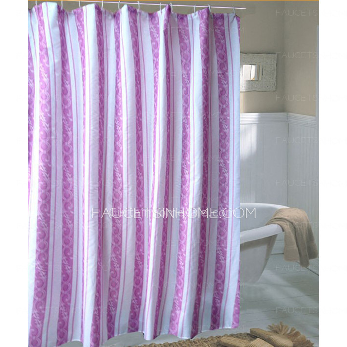 Affordable Striped Print Purple Color Ruffle Shower Curtain