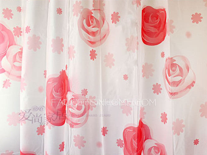 Pastoral Fancy Shower Curtain And Funky Red Color Bathroom