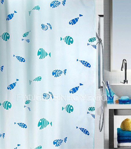 Elegant Baby Blue Color Patterned Decorative Shower Curtain