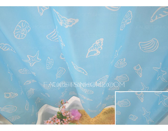 Monogrammed Shower Curtain With Waterproof Baby Blue Print