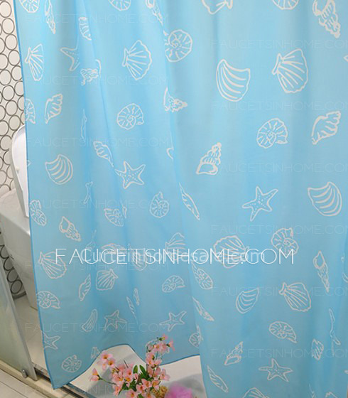 Monogrammed Shower Curtain With Waterproof Baby Blue Print