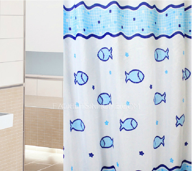 Custom Satin Baby Blue Patterned Christmas Shower Curtain Set