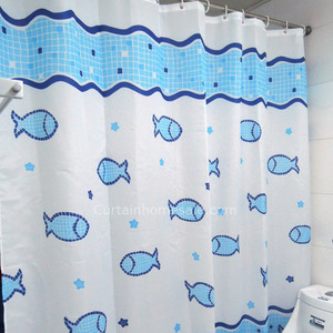 Custom Satin Baby Blue Patterned Christmas Shower Curtain Set