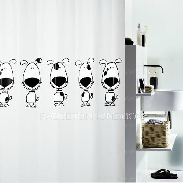 Black and White PEVA Discount Patterned Modern Shower Curtain
