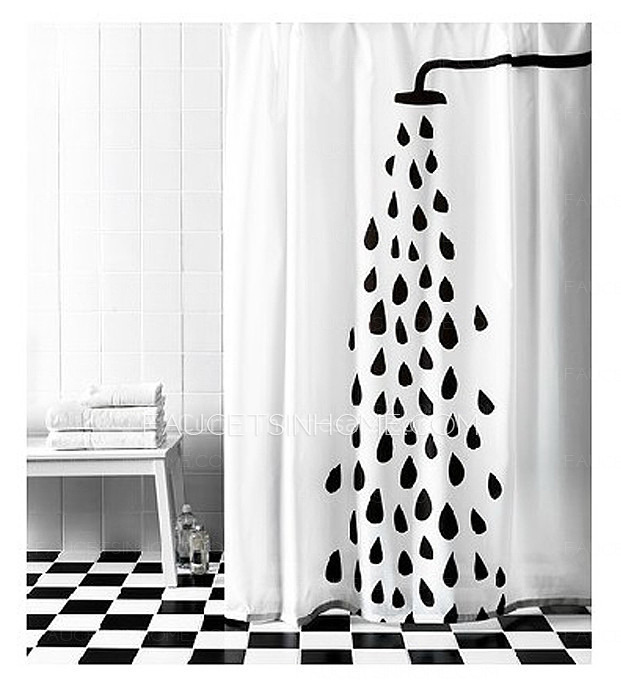 Shabby Chic Patterned Casual Black Color Eco Friendly Shower Curtain