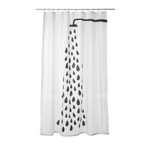 Shabby Chic Patterned Casual Black Color Eco Friendly Shower Curtain
