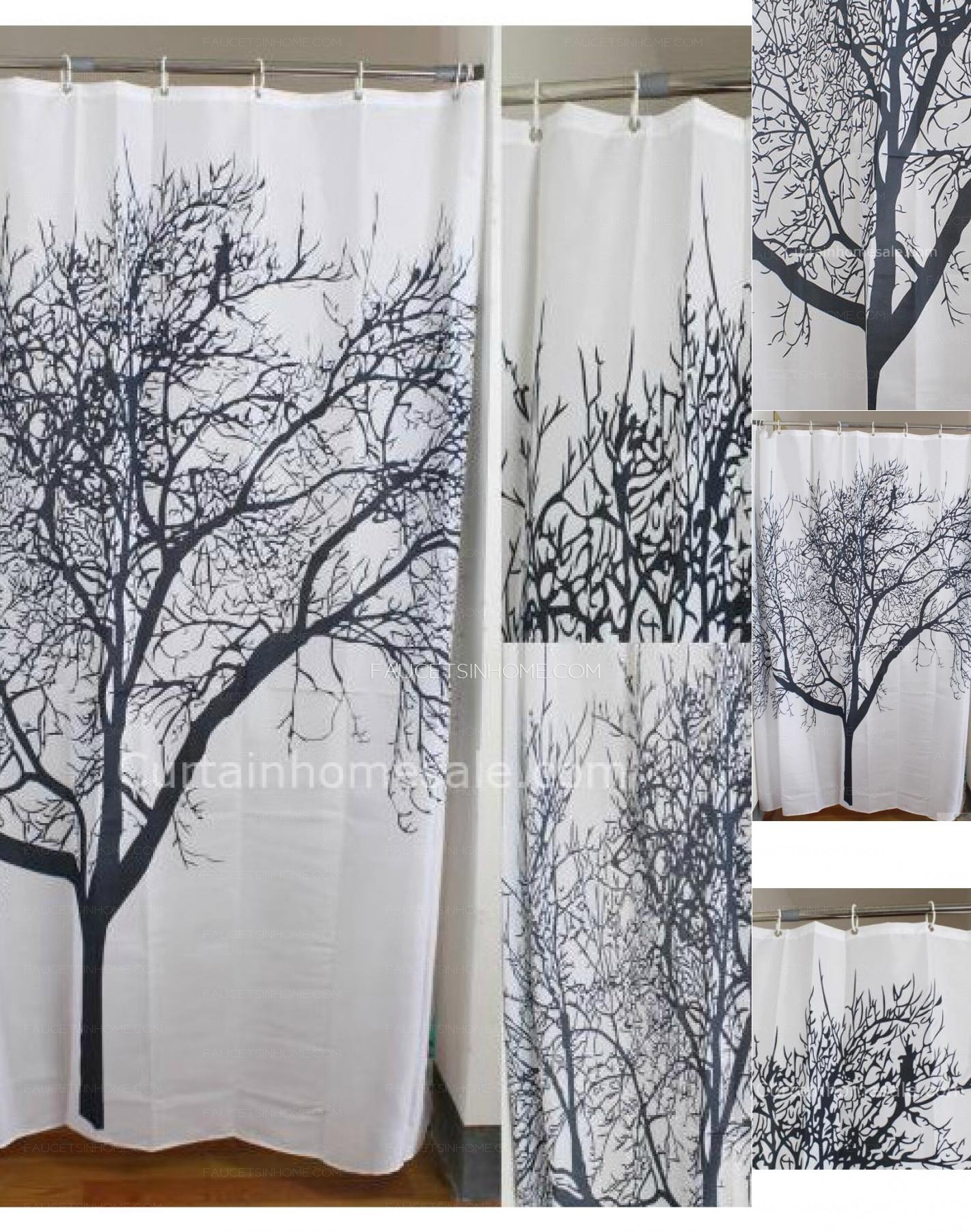 Luxury White Color Patterned Toile Pocket Shower Curtain