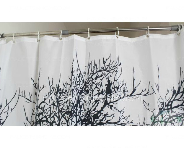 Luxury White Color Patterned Toile Pocket Shower Curtain