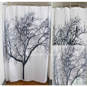 Luxury White Color Patterned Toile Pocket Shower Curtain