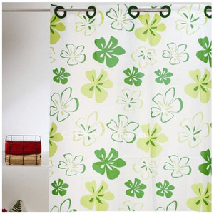 Unique Floral Green Color Extra Long Shower Curtain