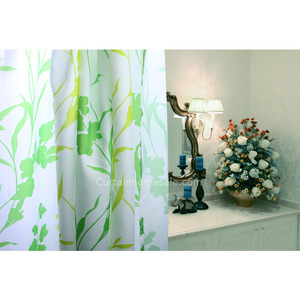 Inexpensive Leaf Green Color Country Shower Curtain