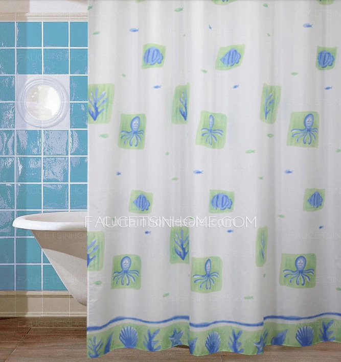 Waterproof  White Color Animal Stylish Vinyl Shower Curtain