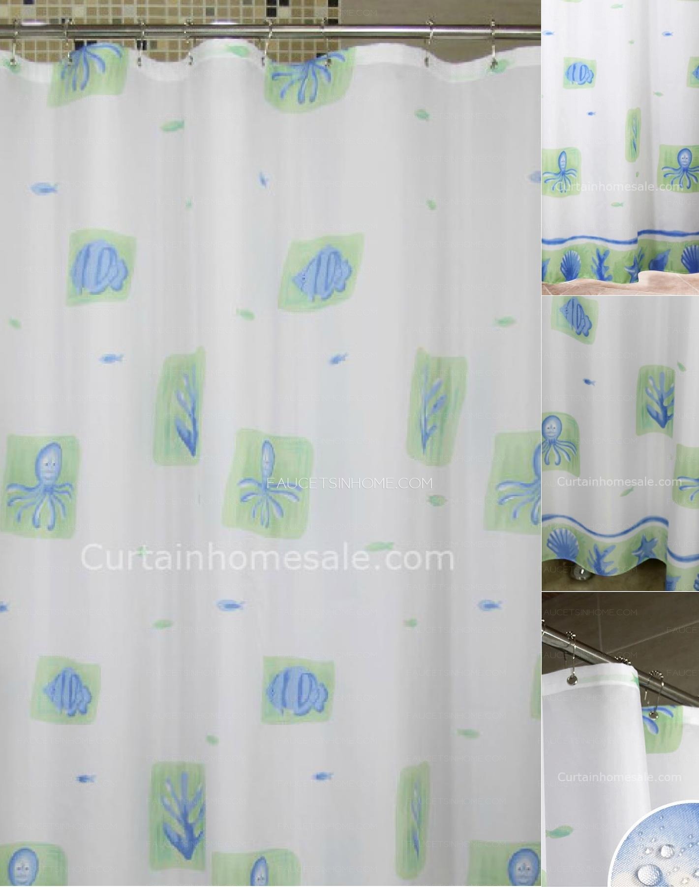 Waterproof  White Color Animal Stylish Vinyl Shower Curtain