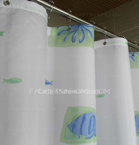 Waterproof  White Color Animal Stylish Vinyl Shower Curtain