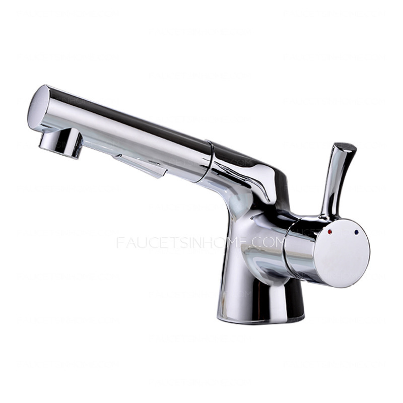 Chrome Finish Pull Out Spray Faucet For Bathroom 