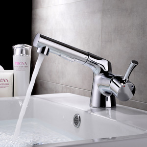 Chrome Finish Pull Out Spray Faucet For Bathroom 