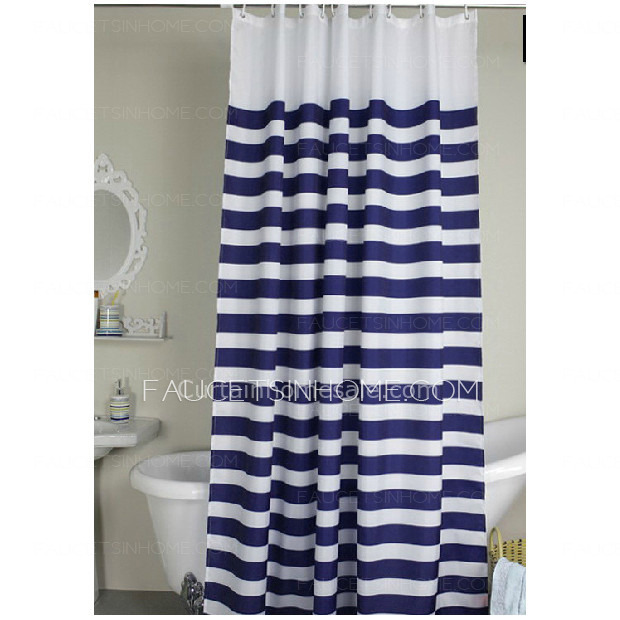 Asian Nautical Blue Toile Western Shower Curtain And Bathroom