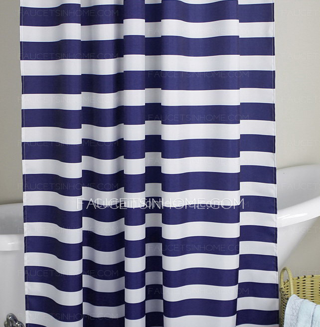 Asian Nautical Blue Toile Western Shower Curtain And Bathroom