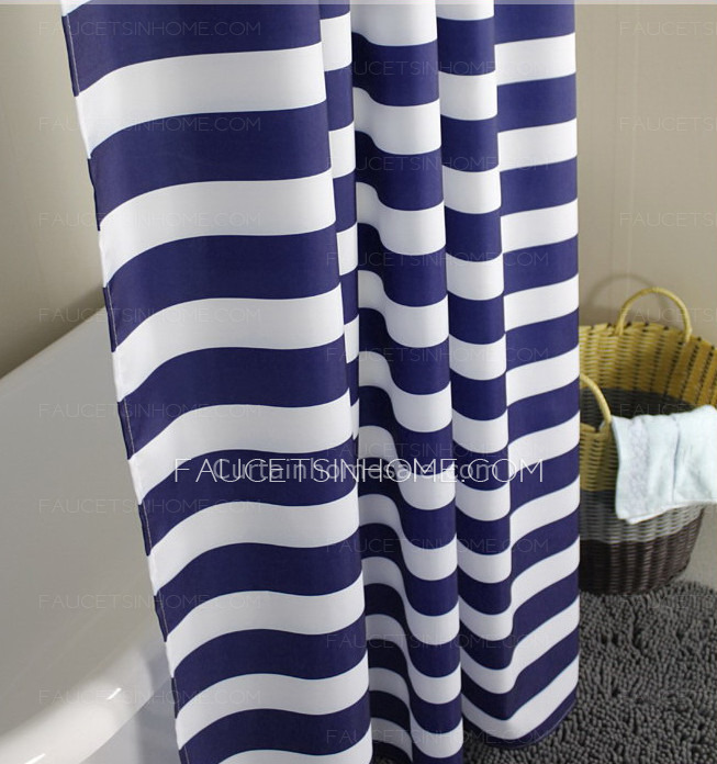 Asian Nautical Blue Toile Western Shower Curtain And Bathroom