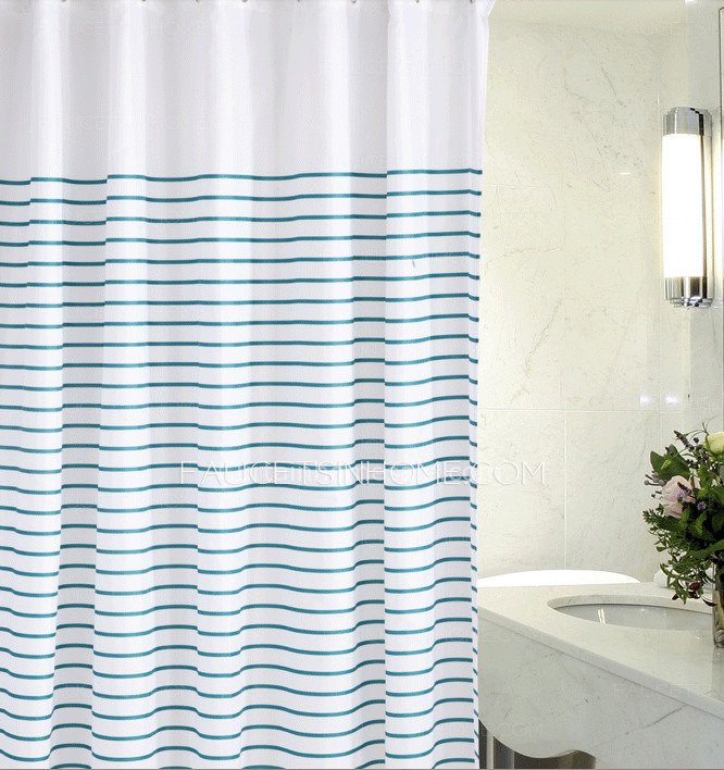 Custom Striped Teal Color Print Shower Curtain Ideas