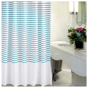 Custom Striped Teal Color Print Shower Curtain Ideas