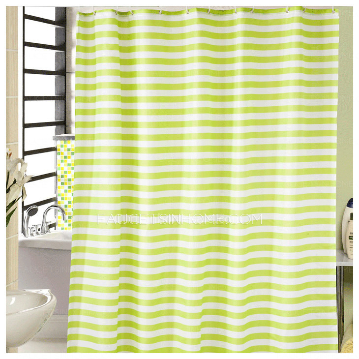 French Aqua Color Striped Waterproof Kids Shower Curtain