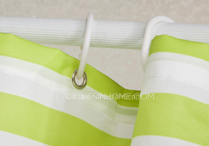 French Aqua Color Striped Waterproof Kids Shower Curtain