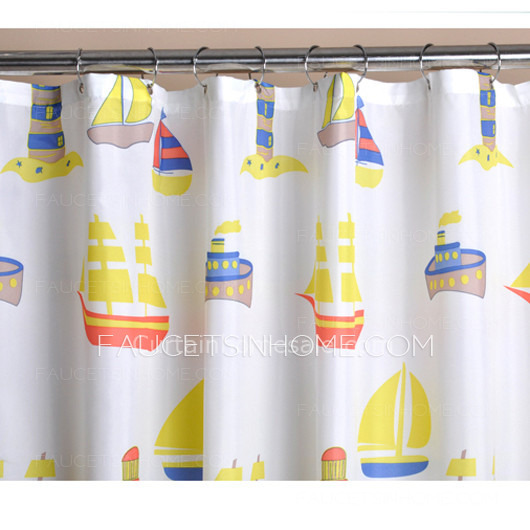 Ready Made White Satin Print Corner Shower Curtain Rod
