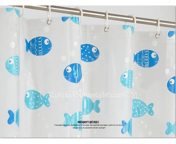 Stylish Blue Color Animal Print  Fish Pattern PEVA  Shower Curtain