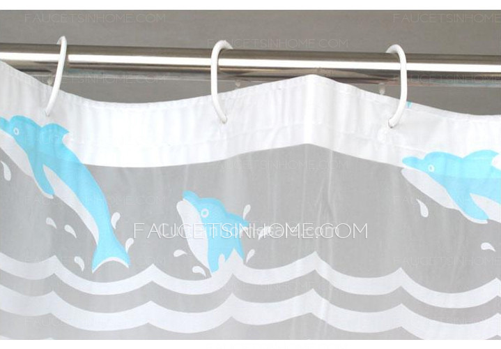 Wholesale Baby Blue Waterproof Print Vinyl Shower Curtain