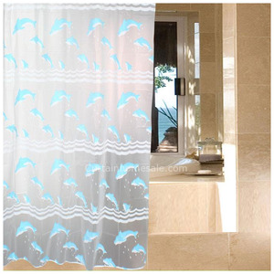 Wholesale Baby Blue Waterproof Print Vinyl Shower Curtain