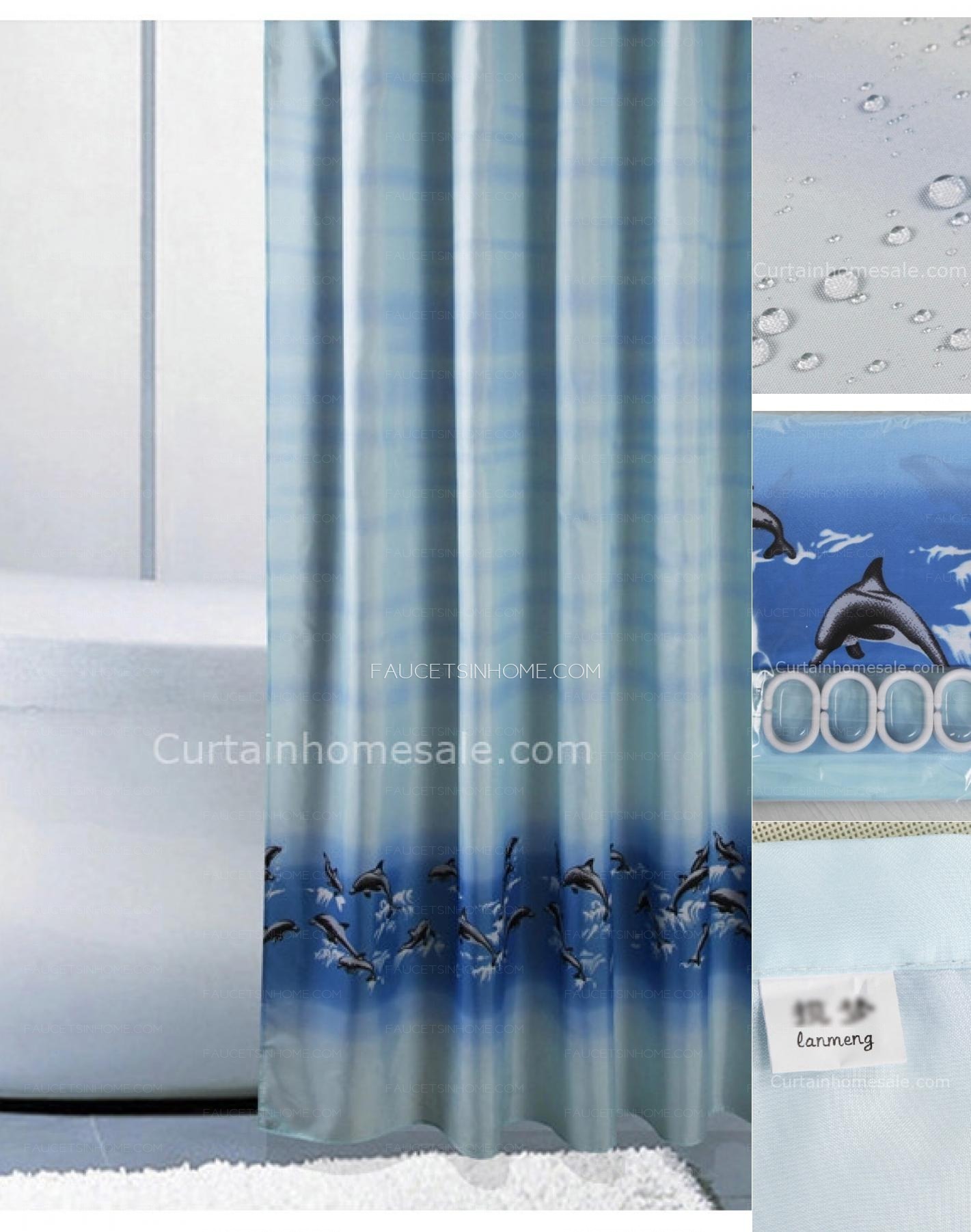 Fancy Baby Blue Animal Bathroom Unique Shower Curtain