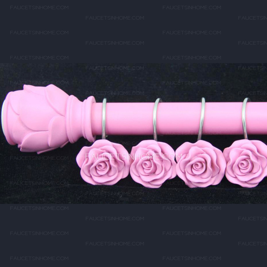 Romantic Pink Rose Head 47.2-78.7 Inch Shower Curtain Rod (No Punch)
