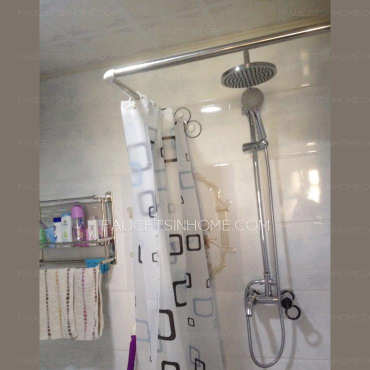 Convenient 35.4*35.4 Inch Stainless Steel Shower Curtain Rod (No Punch)
