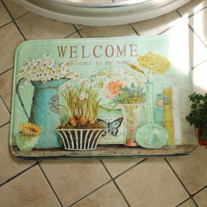 Beautiful Green Botanical Pattern 15.7*23.6 Inch Non Slip Bath Mat