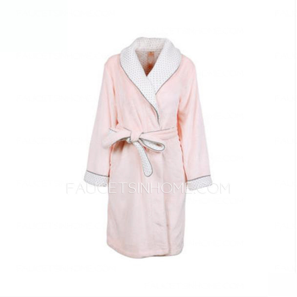 Noble Pink Thicken Flannel Women Bathrobe