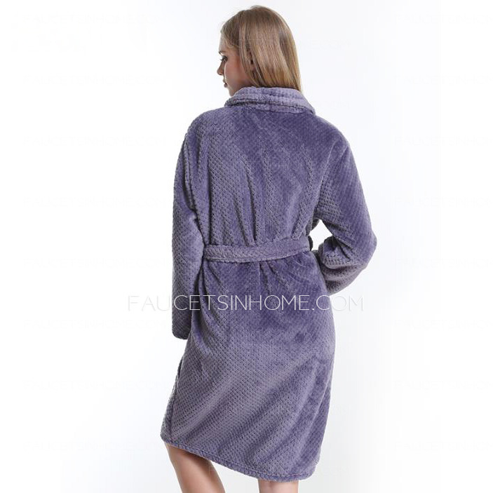 Timeless Violet Coral Velvet Long Sleeve Women Bathrobe