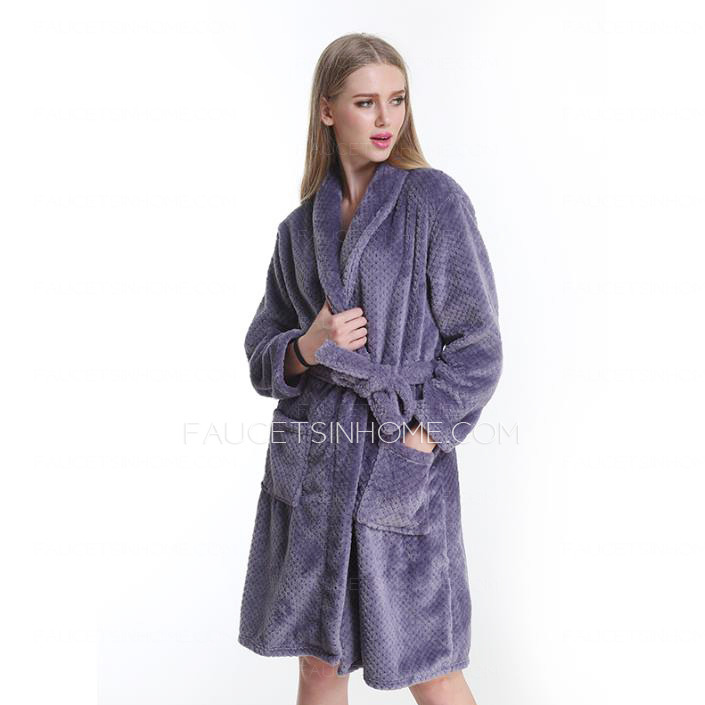 Timeless Violet Coral Velvet Long Sleeve Women Bathrobe