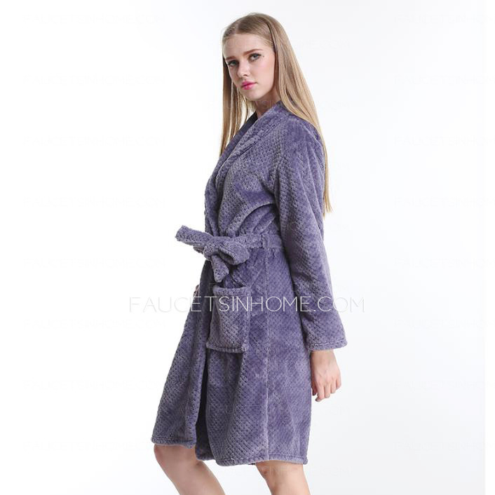 Timeless Violet Coral Velvet Long Sleeve Women Bathrobe