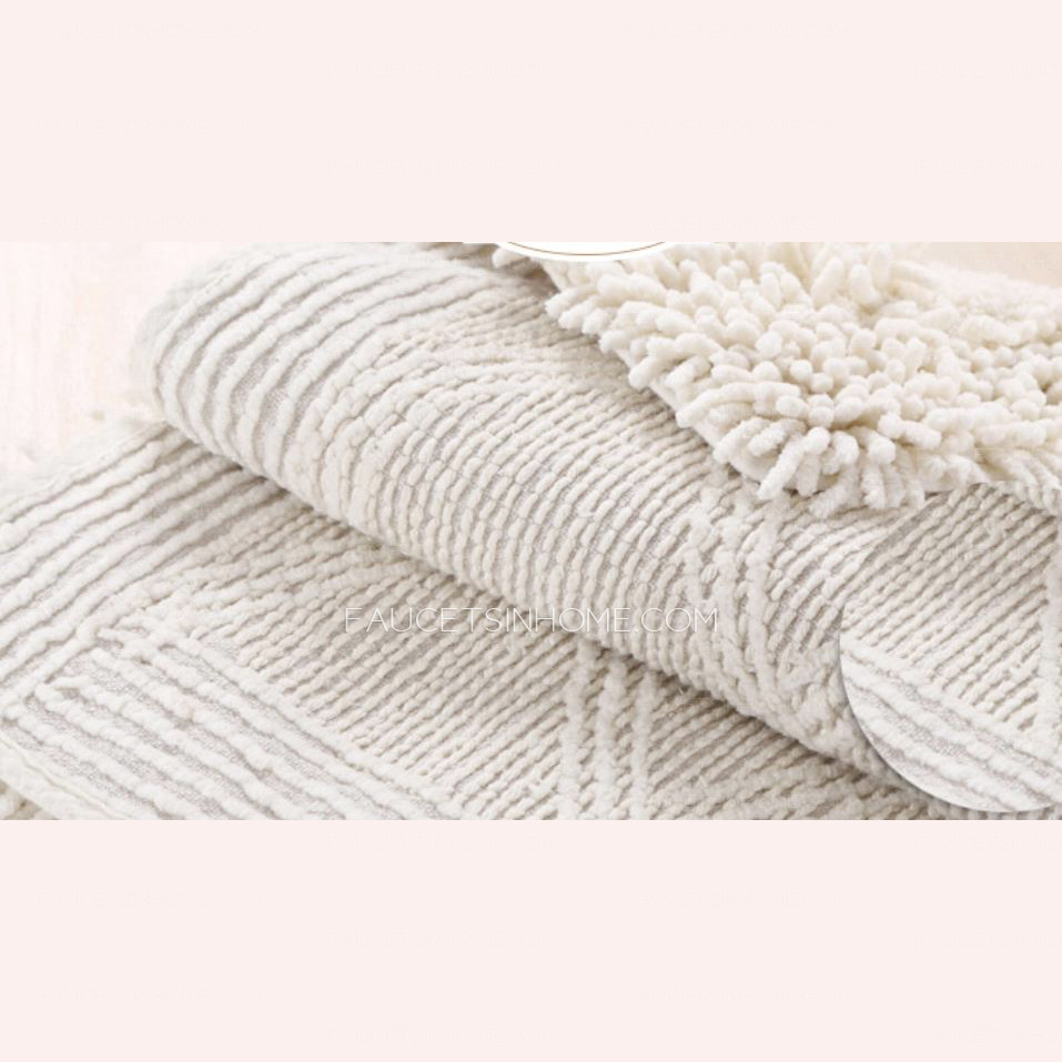 Beige Antiskid 30*20 Inch Cotton Bathroom Rug