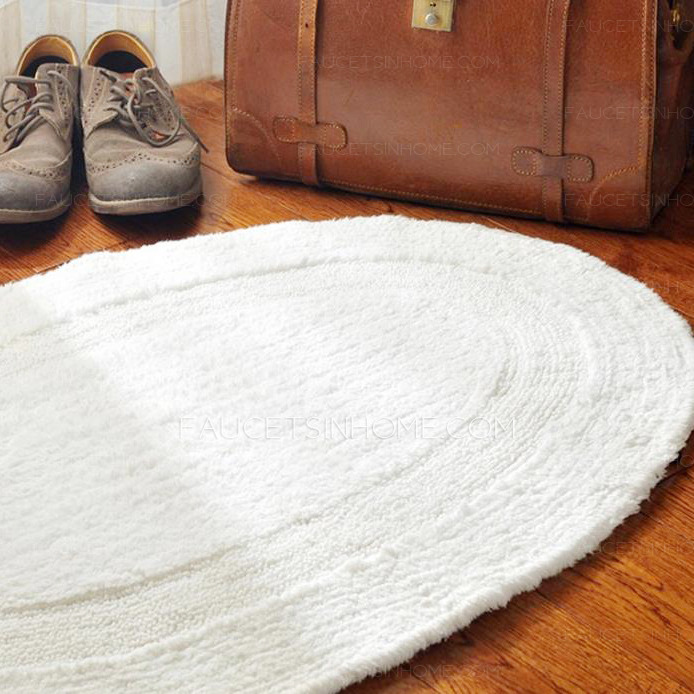 Simple White Oval Shaped 23.6*35.4 Inch Bathroom Rug